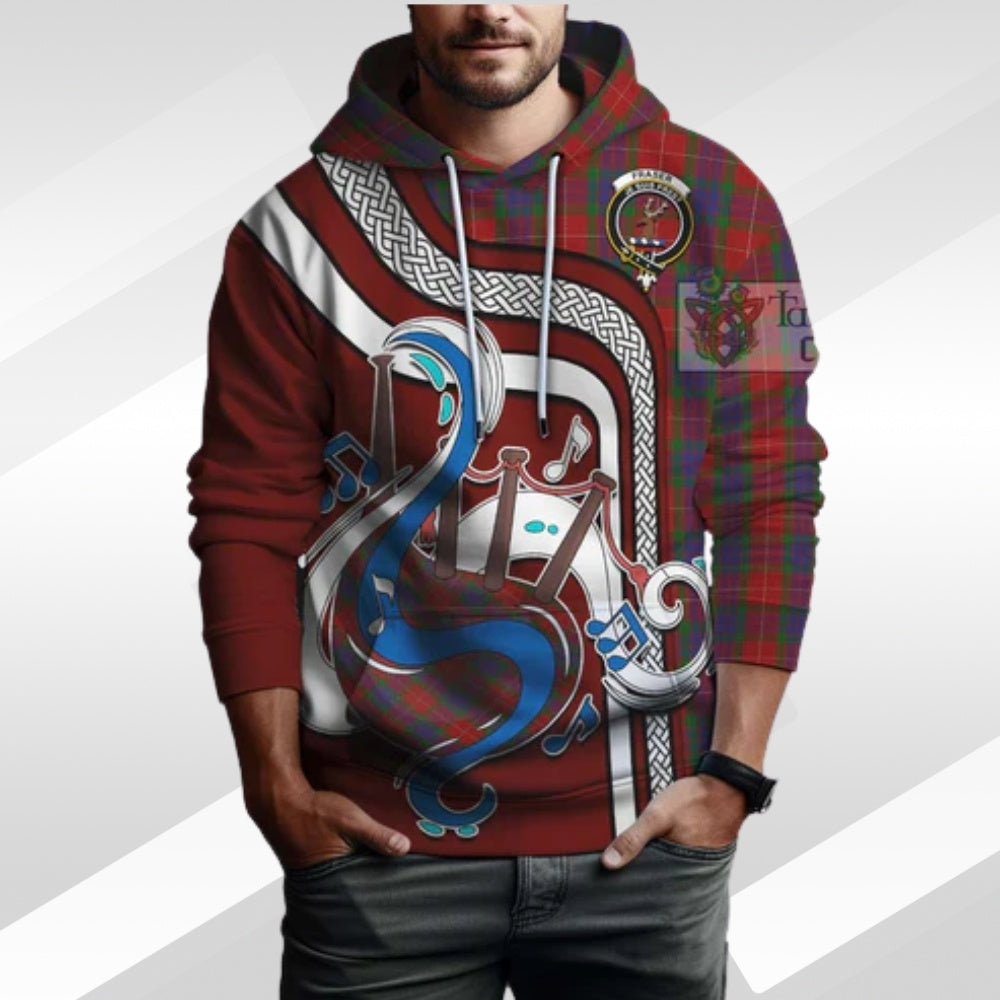 Fraser Hunting Tartan Hoodie with Epic Bagpipe Style