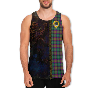 Grewar Tartan Family Crest Men's Tank Top Alba Gu Brath Be Brave Lion Ancient Style - Tartan Vibes Clothing