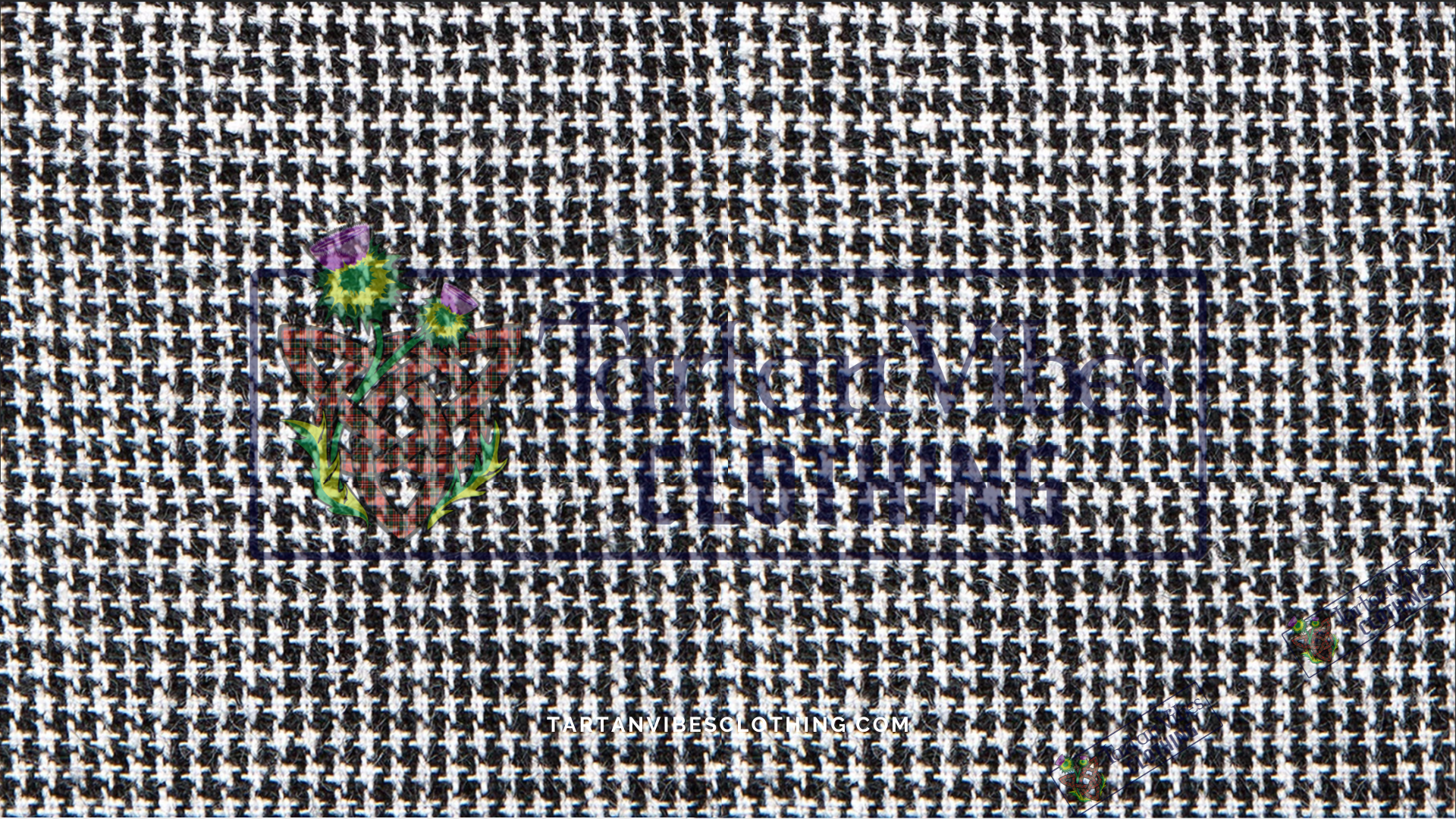 Black and white Houndstooth fabric featuring the iconic broken check pattern