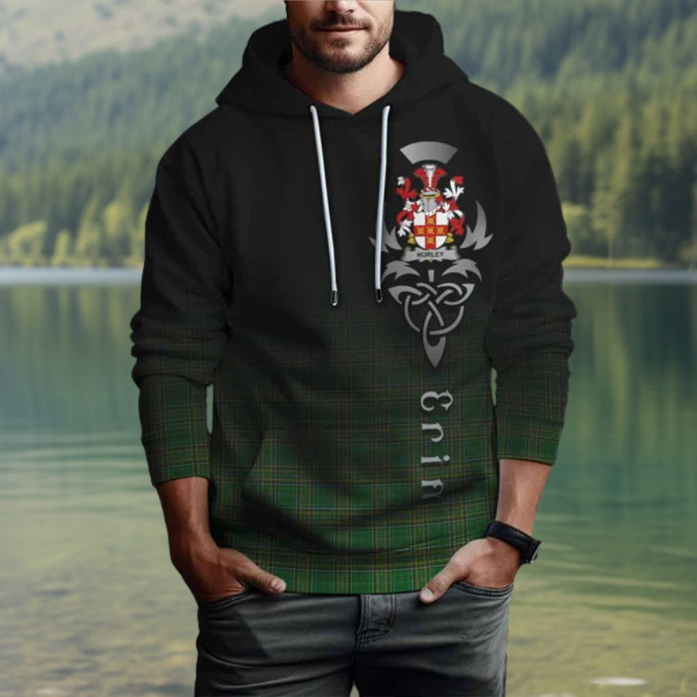 Hurley Irish Clan Hoodie with Coat Erin Go Bragh Celtic