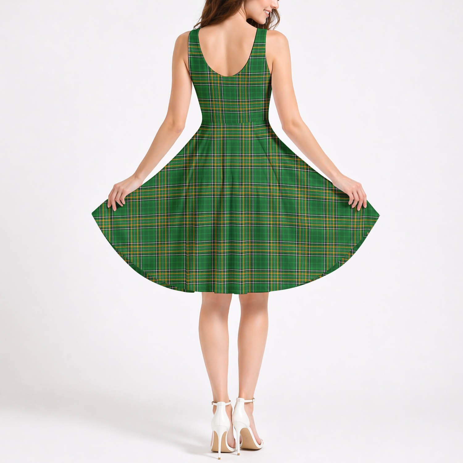 Ireland National Tartan Sleeveless Midi Womens Dress - Tartan Vibes Clothing