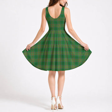 Ireland National Tartan Sleeveless Midi Womens Dress - Tartan Vibes Clothing