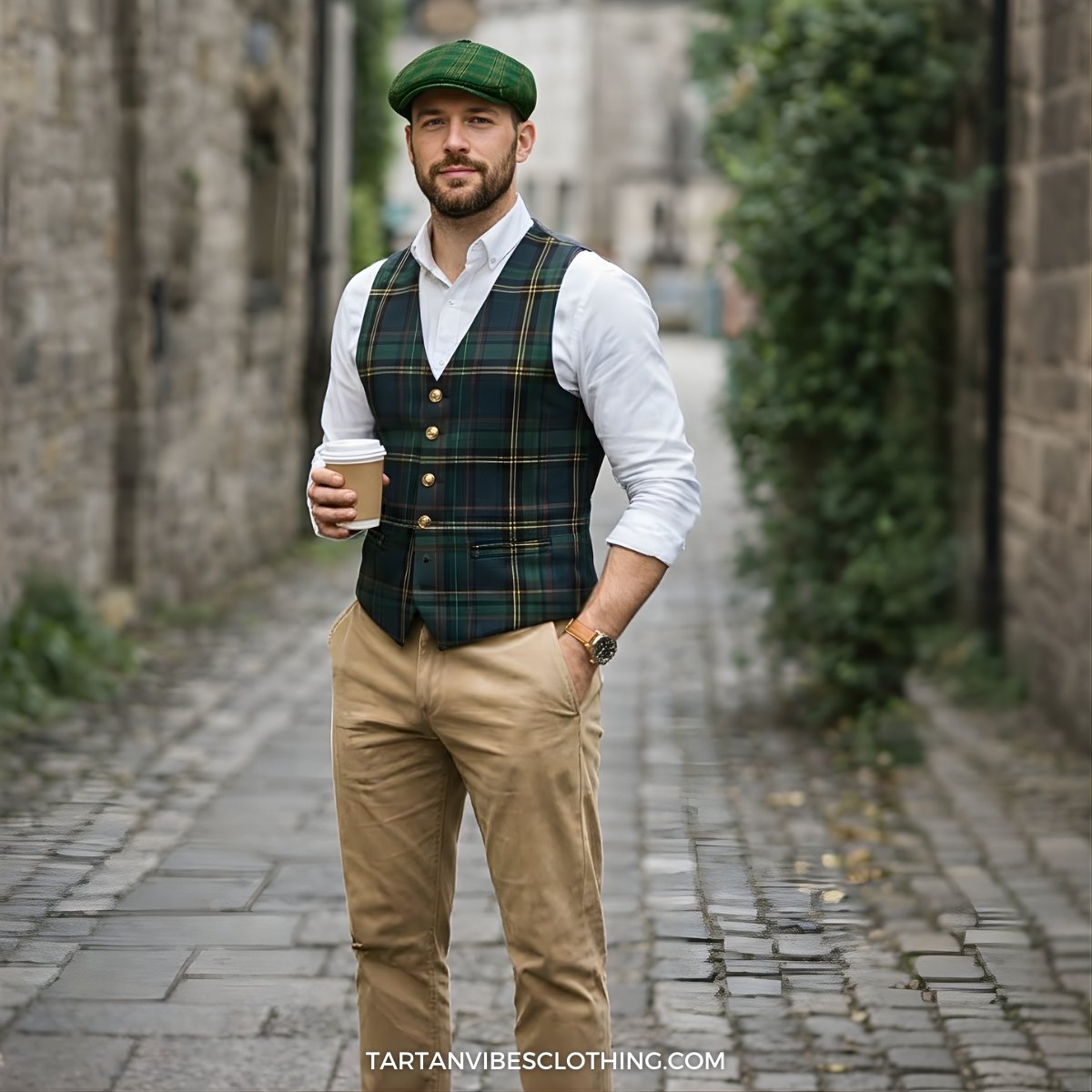 Ireland National Tartan Jeff Cap, Tartan Flat Cap