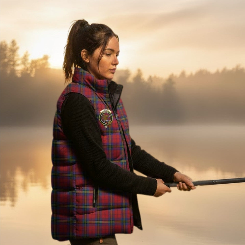 Leslie Tartan Sleeveless Puffer Jacket with Family Crest