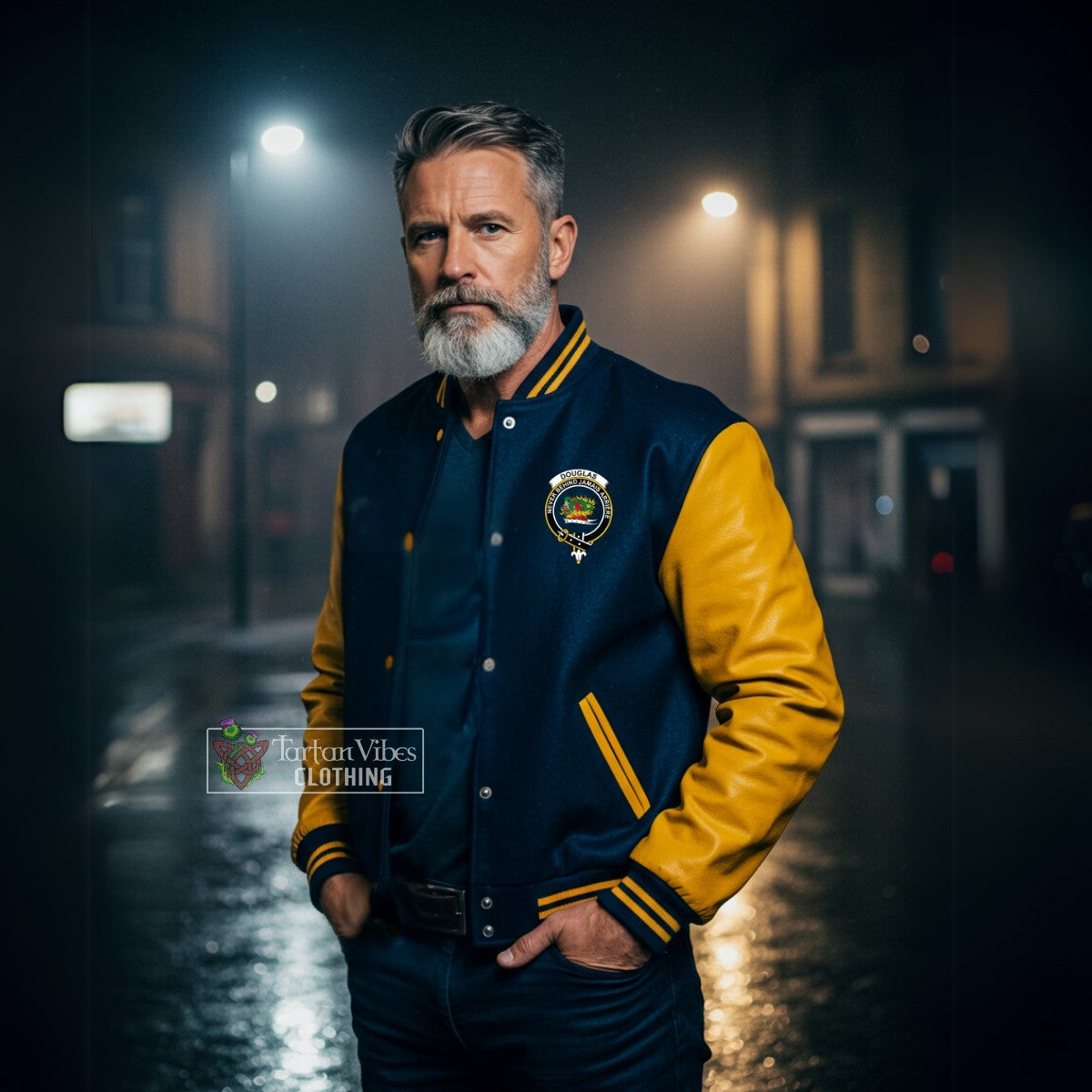 MacDougall Crest Leather Bomber Jacket Lion Rampant Alba Gu Brath