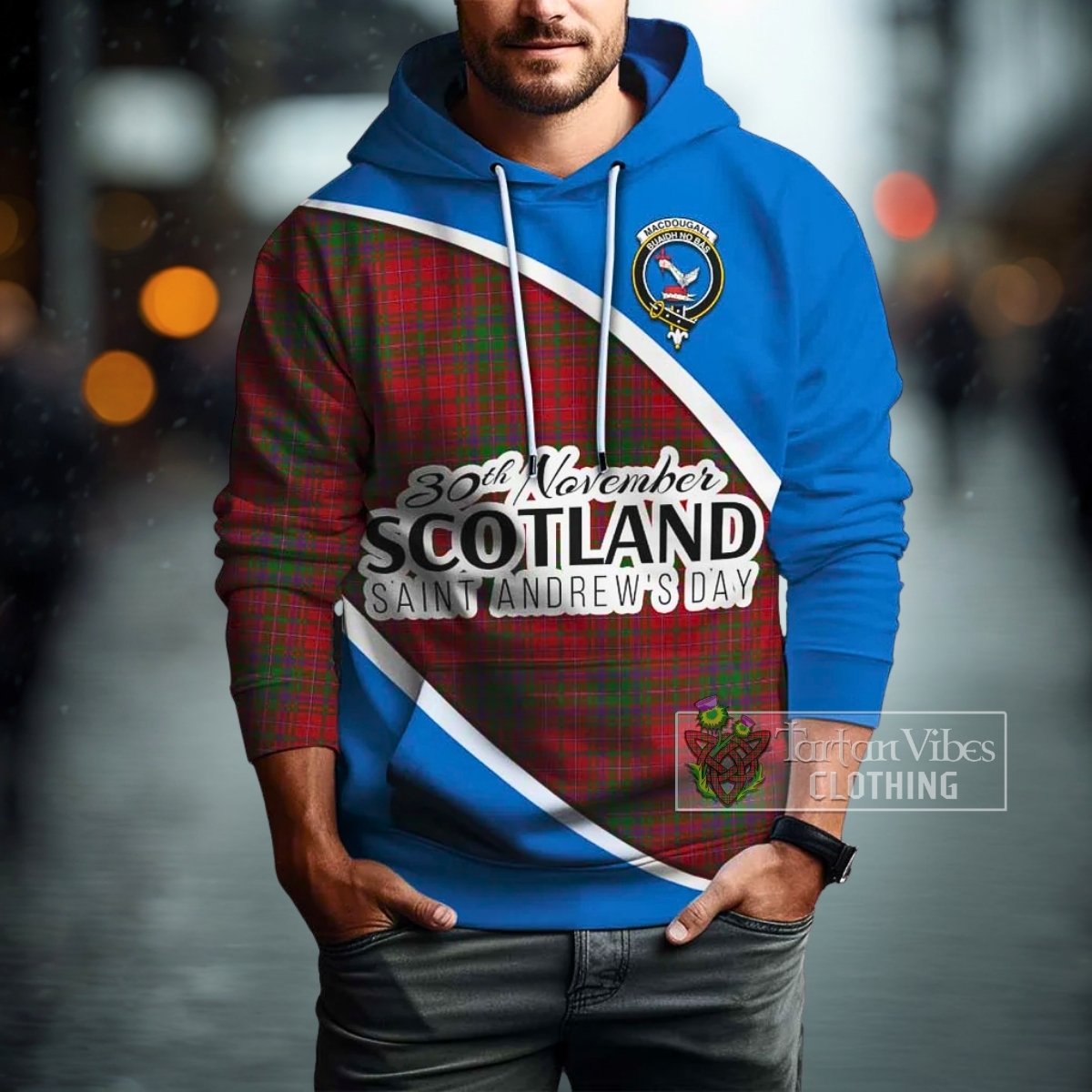 MacDougall (McDougall) Family Crest Tartan Hoodie Celebrate Saint Andrew's Day