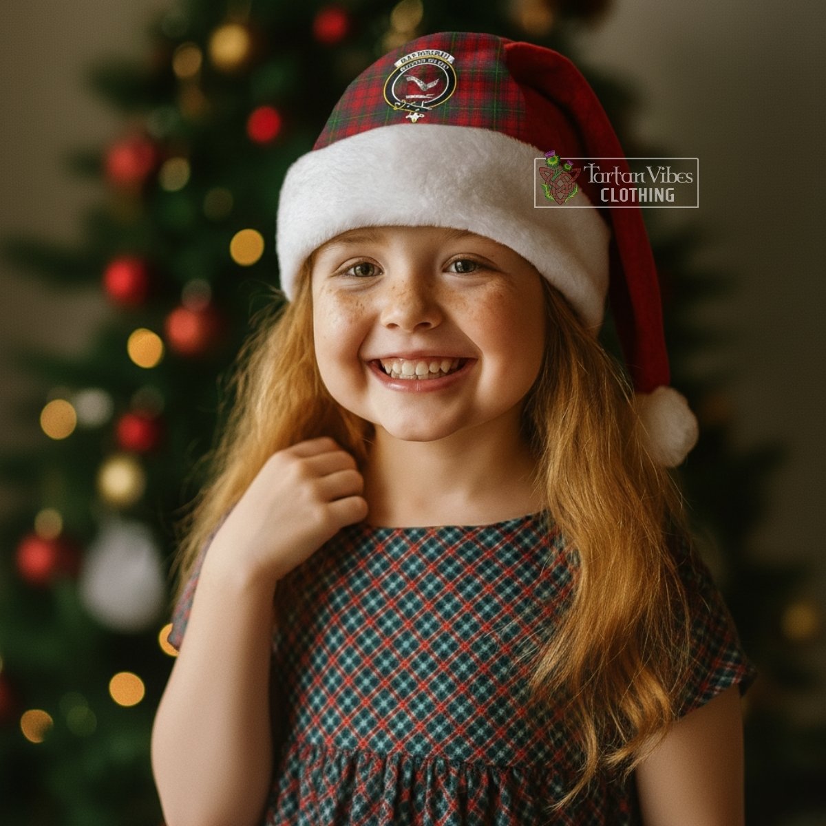 MacDougall (McDougall) Tartan Christmas Santa Hats with Family Crest