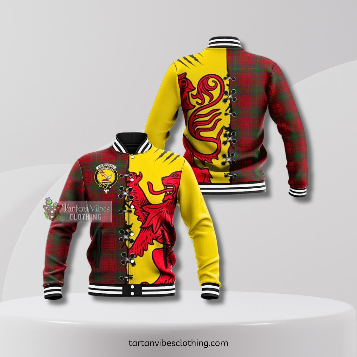 MacDougall Tartan Family Crest Baseball Jacket Lion Rampant Honor