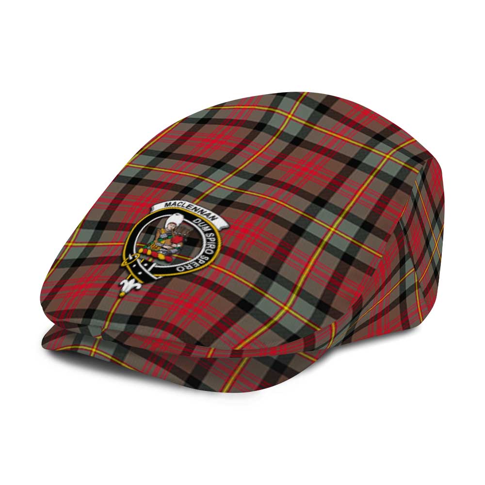MacLennan Weathered Tartan Jeff Cap, Tartan Flat Cap with Family Crest - Tartan Vibes Clothing