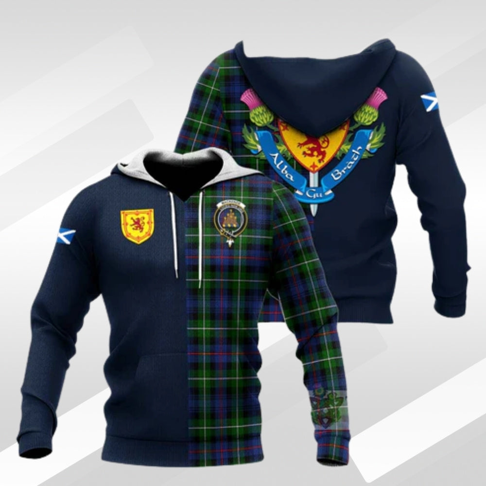 Mackenzie Modern #2 Tartan Knitted Hoodie Alba with Scottish Lion Royal Arm Half Style