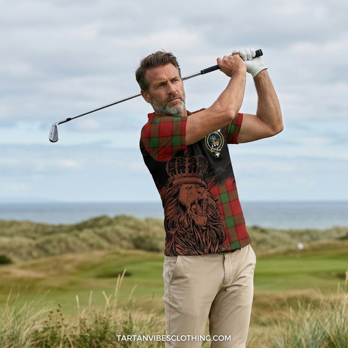 Maxwell Tartan Crest T-Shirt Crowned Lion Heritage Style