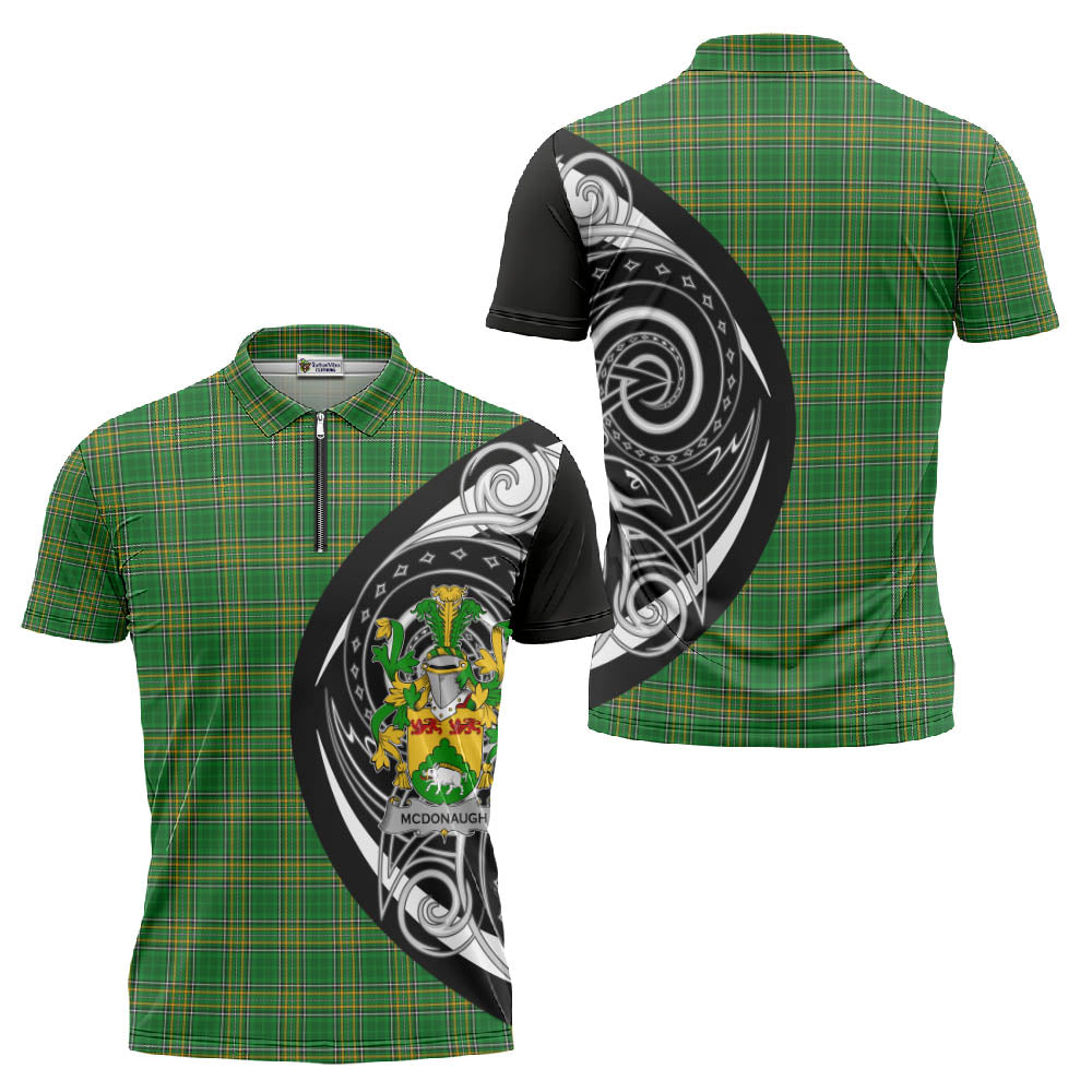 McDonaugh Irish Clan Zipper Polo Shirt Celtic Circle Style Unisex - Tartan Vibes Clothing