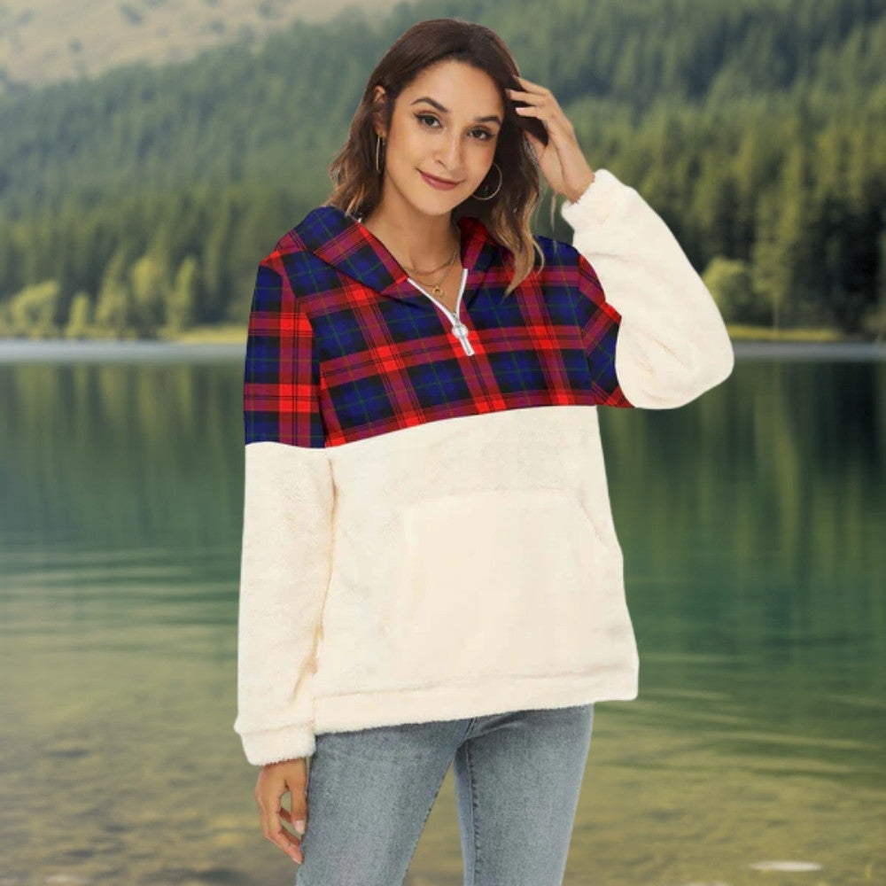 McLaughlin Tartan Half Style Women's Borg Fleece Hoodie with Half Zip