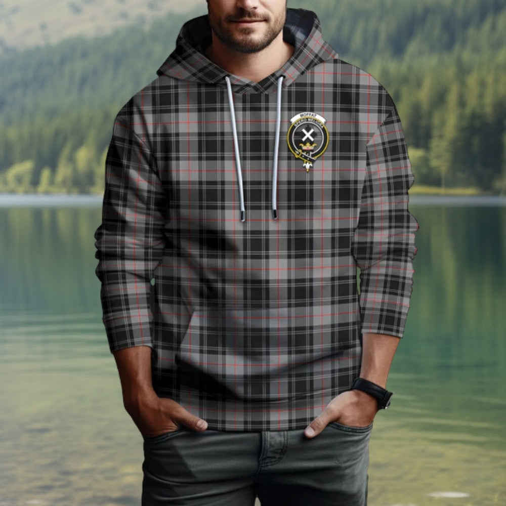 Moffat Tartan Hoodie with Family Crest
