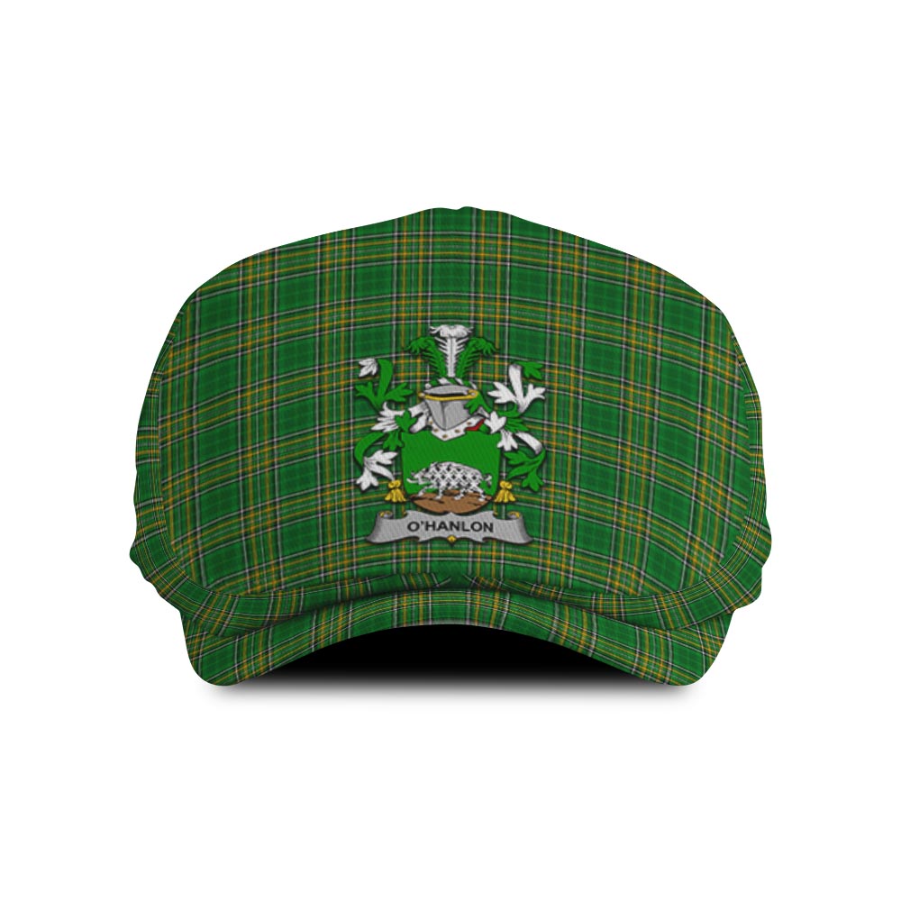 O'Hanlon Irish Clan Tartan Jeff Cap, Tartan Flat Cap with Coat of Arm Jeff Hat - Tartan Vibes Clothing