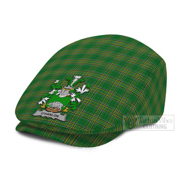 O'Hanlon Irish Clan Tartan Jeff Cap, Tartan Flat Cap with Coat of Arm - Tartan Vibes Clothing