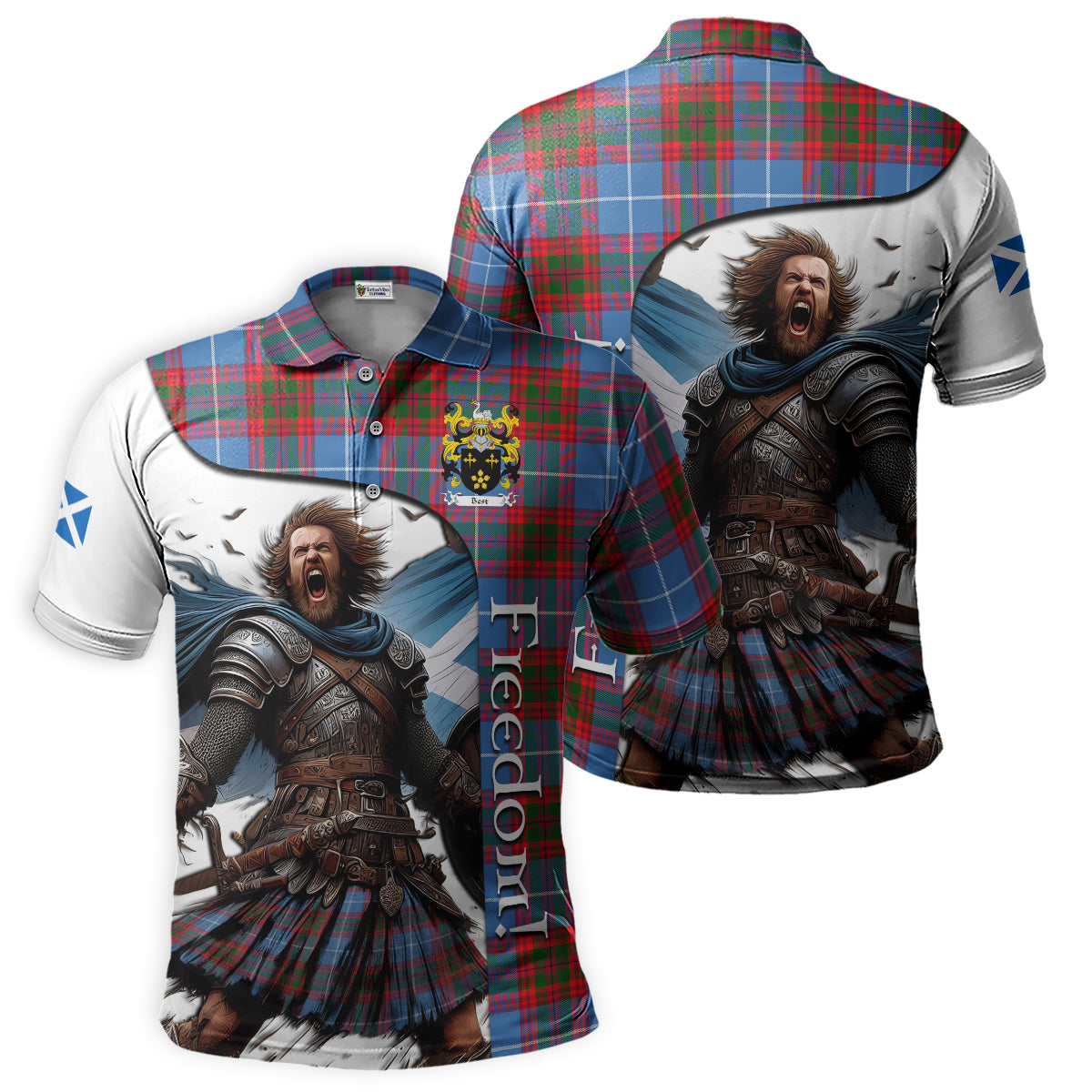 (Customer's Request) Edinbugh Tartan Polos with Best Coat of Arms Freedom Warrior Style Kid - Tartan Vibes Clothing