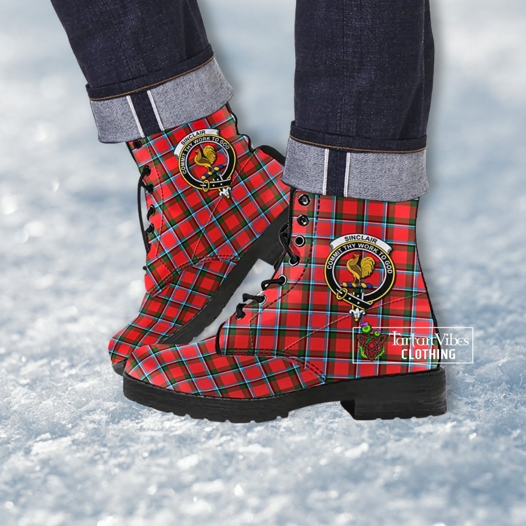 Sinclair Modern Tartan Leather Boots with Family Crest