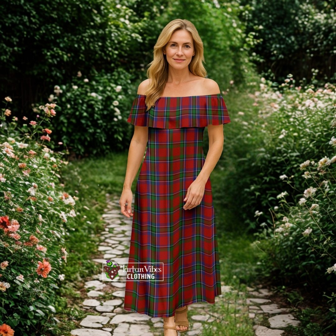 Sinclair Tartan Off Shoulder Long Dress
