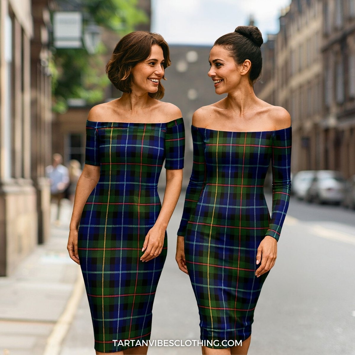 Smith Tartan Off Shoulder Lady Dress