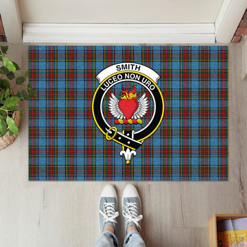 (Customer's Request) Stewart (Stuart) Royal Blue Tartan Rubber Doormat with Smith Family Crest