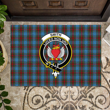 (Customer's Request) Stewart (Stuart) Royal Blue Tartan Rubber Doormat with Smith Family Crest