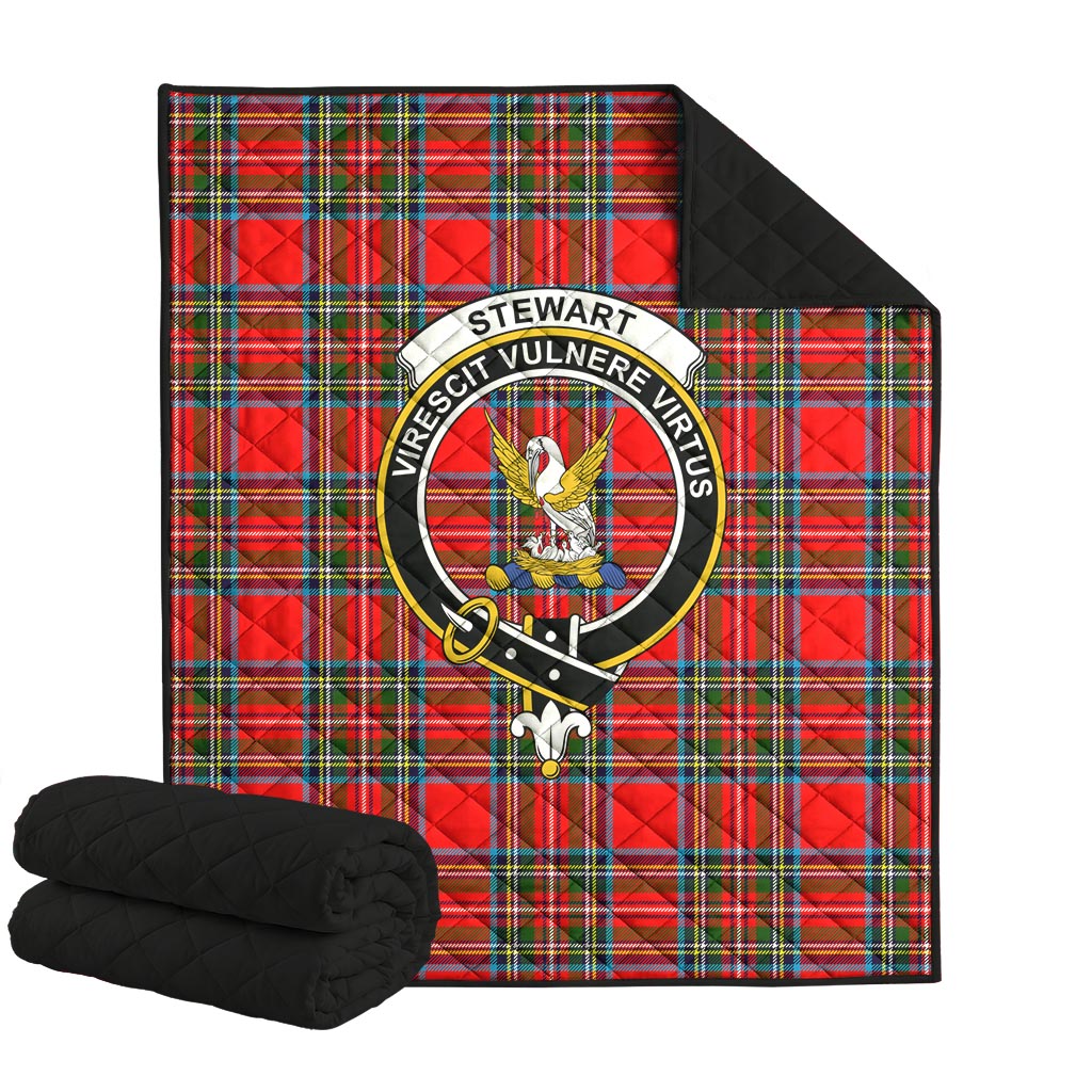 Stewart (Stuart) Tartan Quilt with Family Crest
