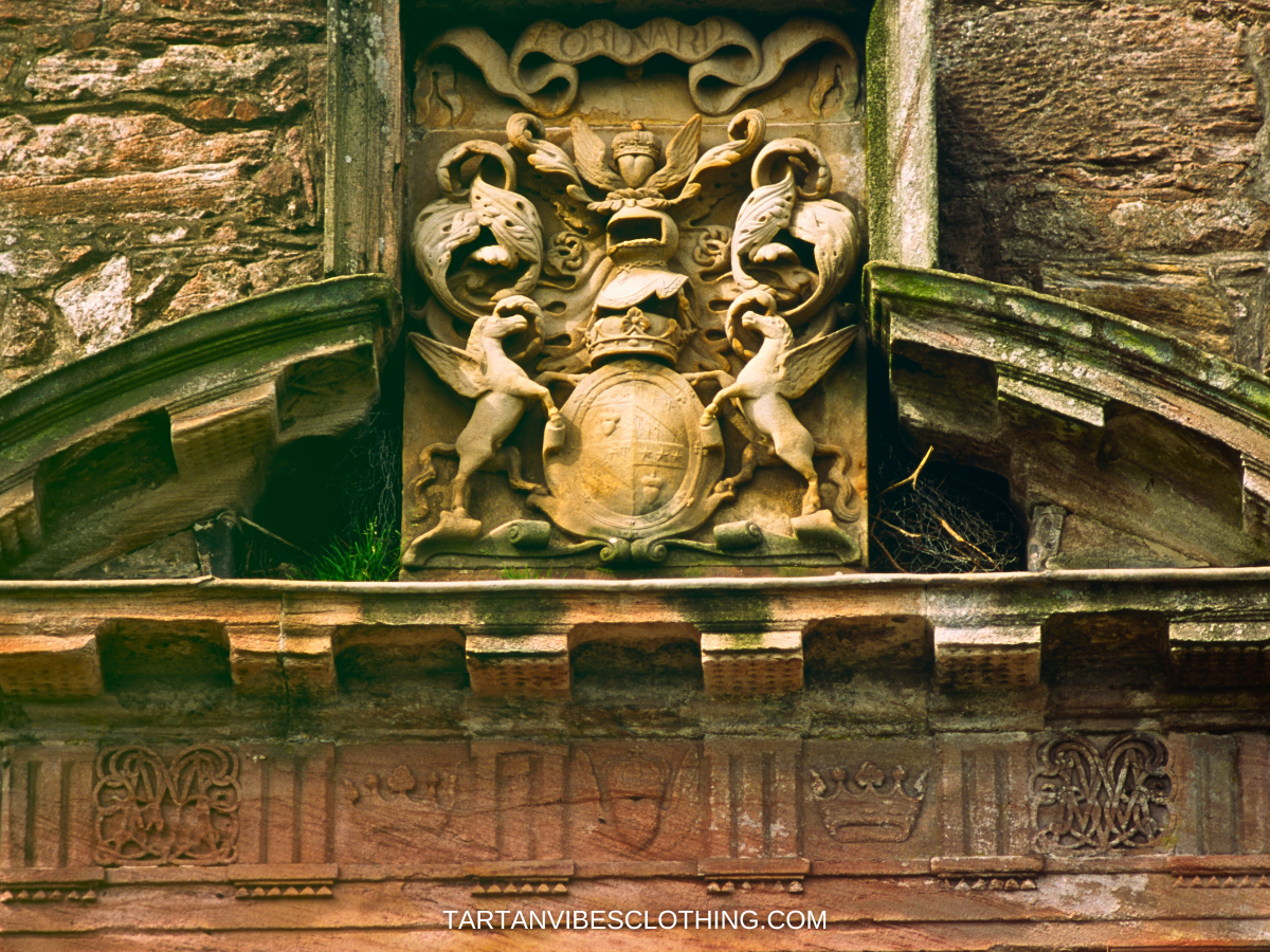 The Douglas coat of arms above door on Drumlanrig Castle