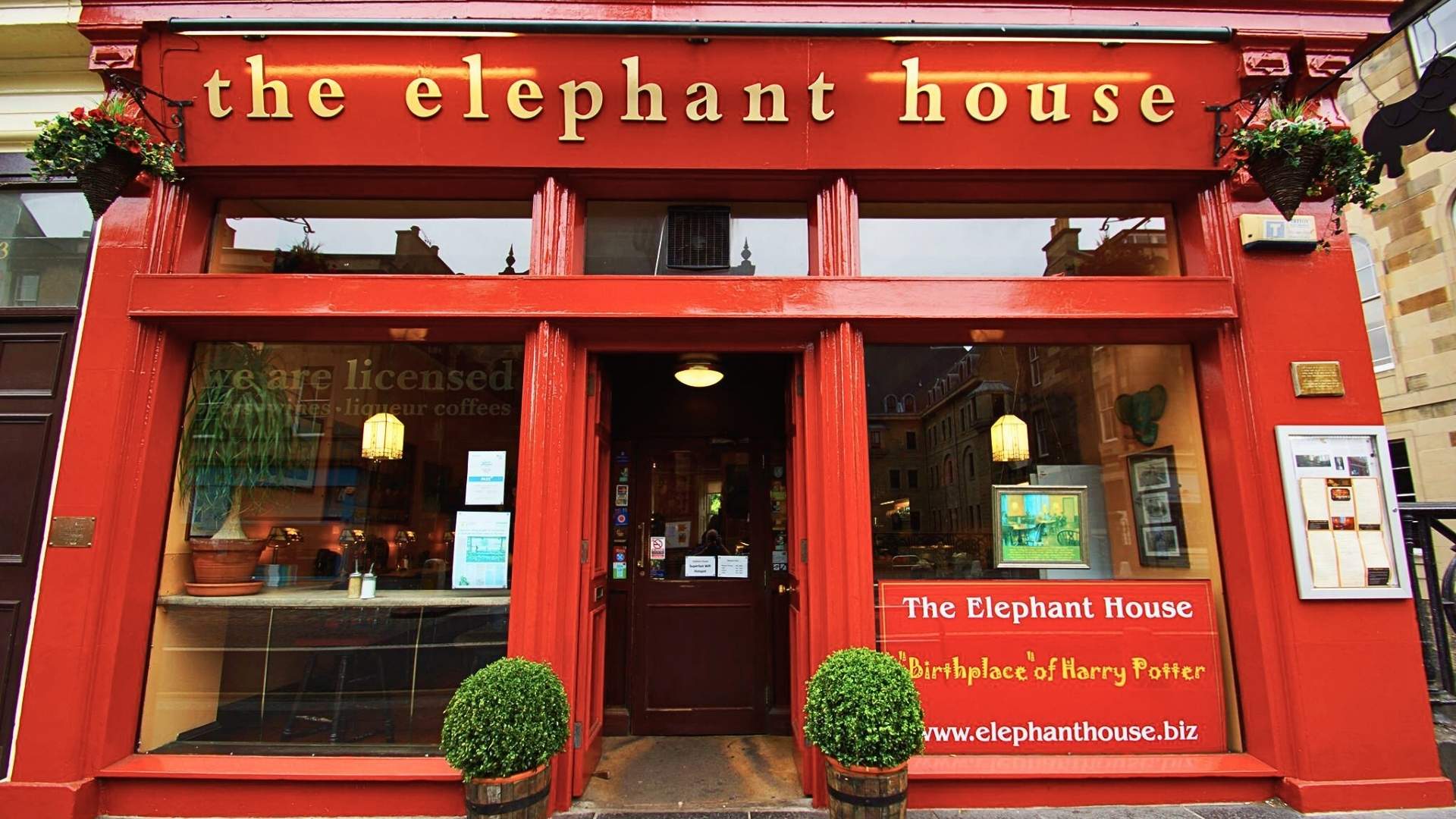 The Elephant House cafe in Edinburgh, where J.K. Rowling wrote early Harry Potter chapters.