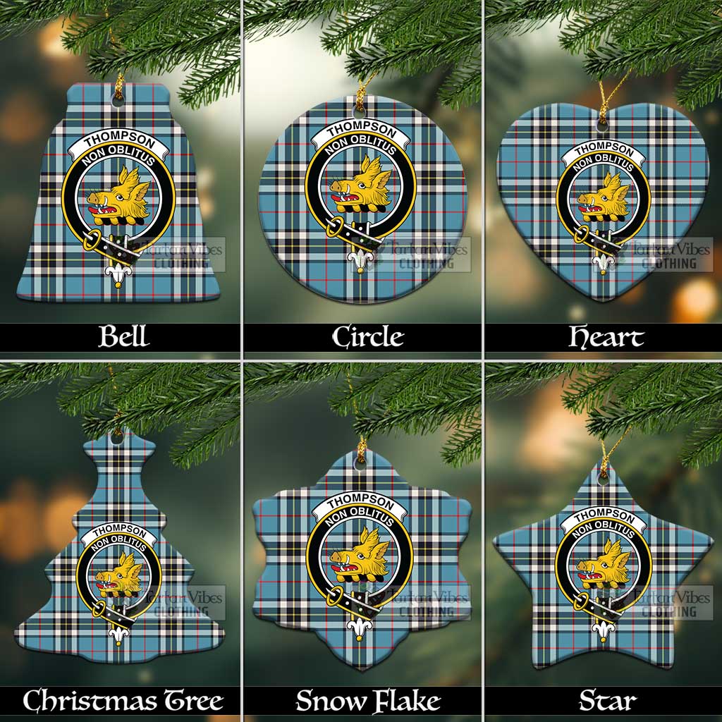 Thompson (Thomson) Tartan Christmas Ceramic Ornaments with Family Crest Ceramic - Tartan Vibes Clothing