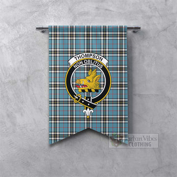 Thompson (Thomson) Tartan Gonfalon, Tartan Banner with Family Crest Fishtail - Tartan Vibes Clothing