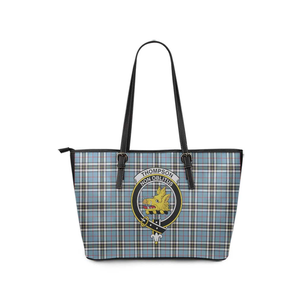 Thompson (Thomson) Tartan Leather Tote Bag with Family Crest - Tartan Vibes Clothing