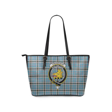 Thompson (Thomson) Tartan Leather Tote Bag with Family Crest - Tartan Vibes Clothing