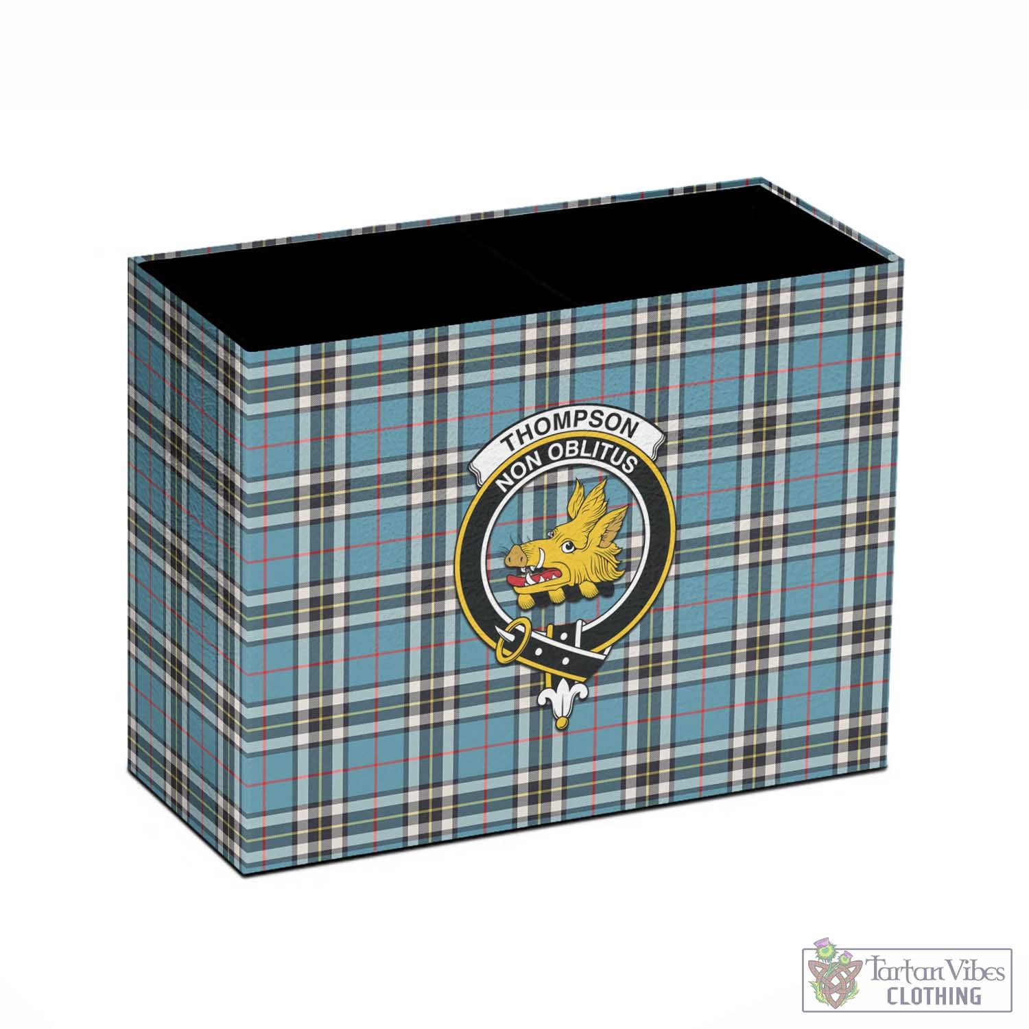 Thompson (Thomson) Tartan Pen Holder with Family Crest One Size 5.9"(L)*2.7"(W)*4.3"(H) - Tartan Vibes Clothing