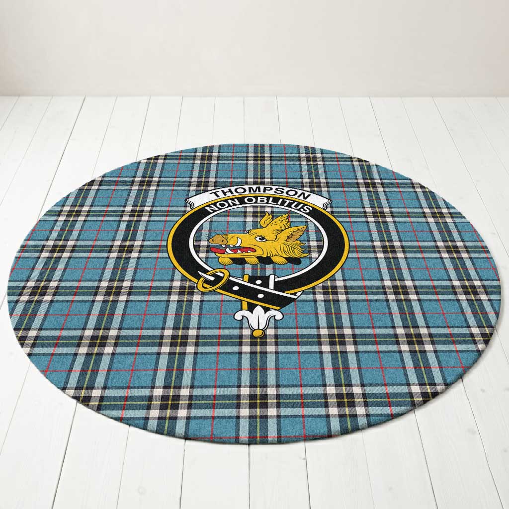 Thompson (Thomson) Tartan Round Rug with Family Crest Premium Round Rug - Tartan Vibes Clothing