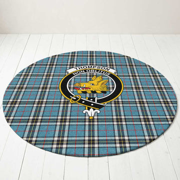 Thompson (Thomson) Tartan Round Rug with Family Crest Premium Round Rug - Tartan Vibes Clothing