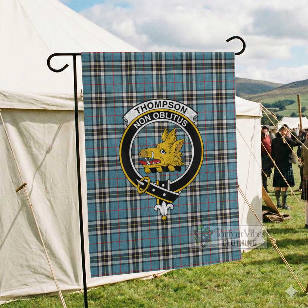 Thompson (Thomson) Tartan Garden Flag with Family Crest - Tartan Vibes Clothing