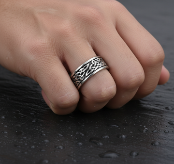 Vintage Celtic Eternity Titanium Steel Ring Steel Ring - 2D-tartanvibesclothing