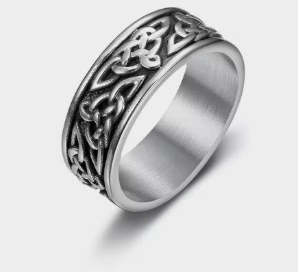 Vintage Celtic Eternity Titanium Steel Ring