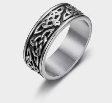 Vintage Celtic Eternity Titanium Steel Ring Steel Ring No - 2D-tartanvibesclothing