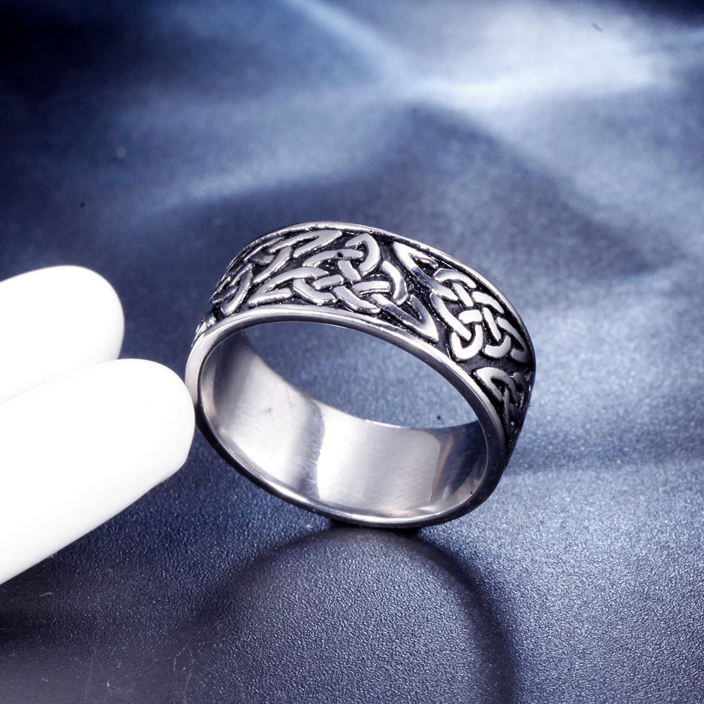 Vintage Celtic Eternity Titanium Steel Ring
