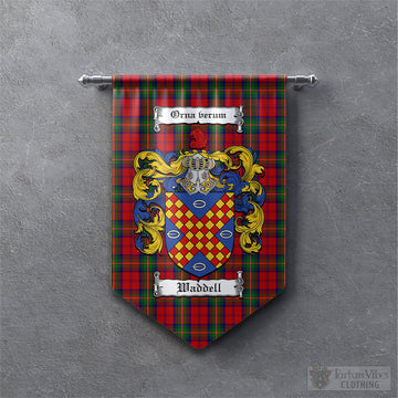 Waddell (Fife)-Greg Tartan with Family Coat of Arms Gonfalon, Tartan Banner