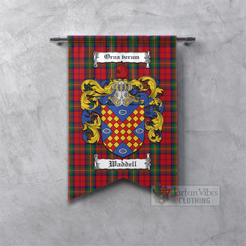 Waddell (Fife)-Greg Tartan with Family Coat of Arms Gonfalon, Tartan Banner