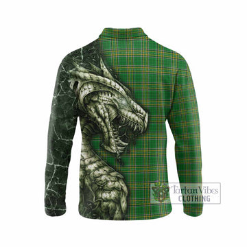 Abbott Irish Clan Long Sleeve Polo Shirt Irish Roots Dragon Soul