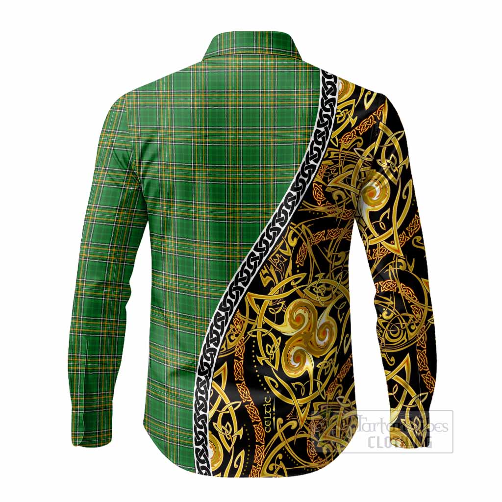 Abbott Irish Crest Tartan Long Sleeve Button Shirts Celtic Art Motifs