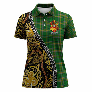 Abbott Irish Crest Tartan Women Polo Shirt Celtic Art Motifs