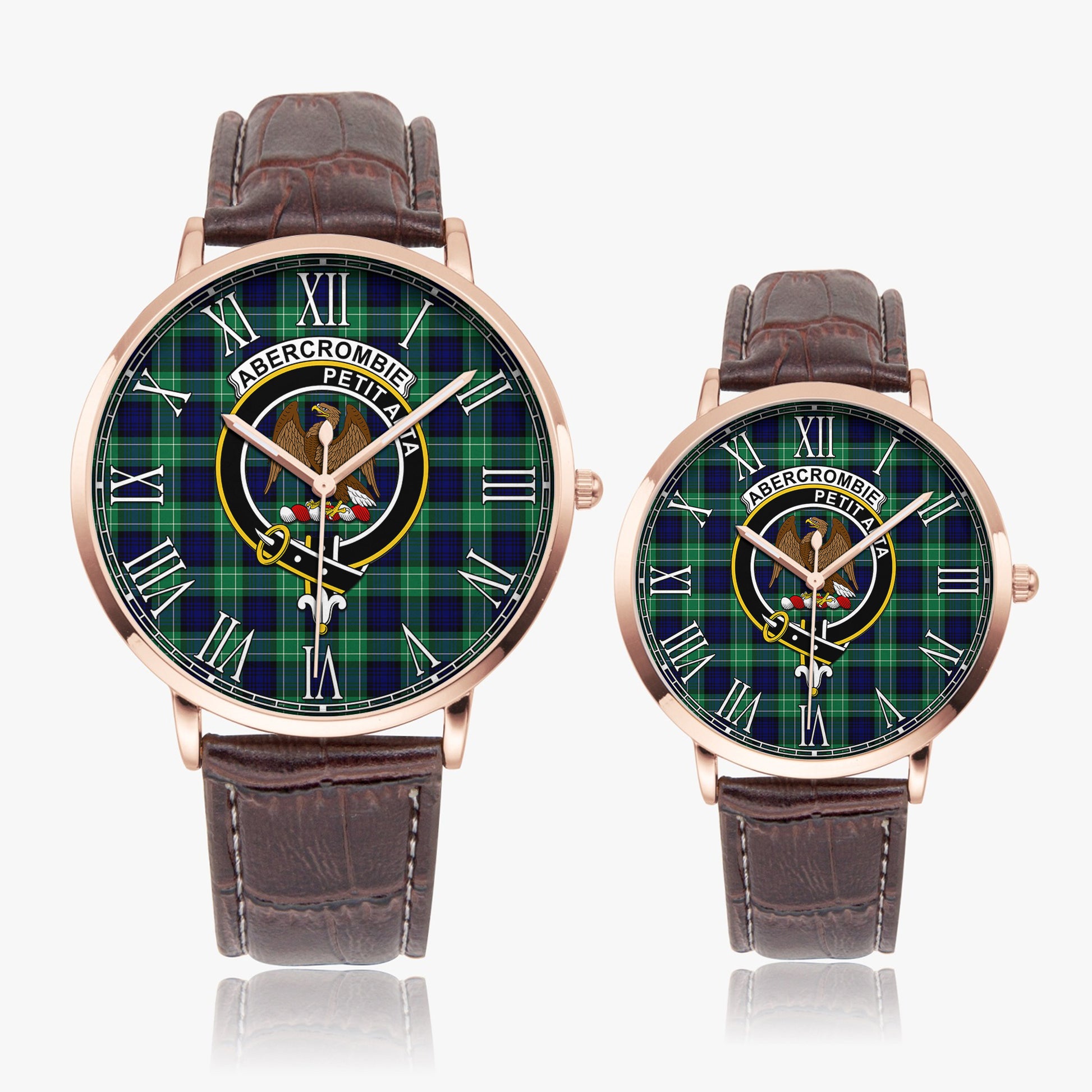 Abercrombie Tartan Family Crest Leather Strap Quartz Watch - Tartanvibesclothing