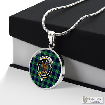 Abercrombie Tartan Circle Necklace with Family Crest