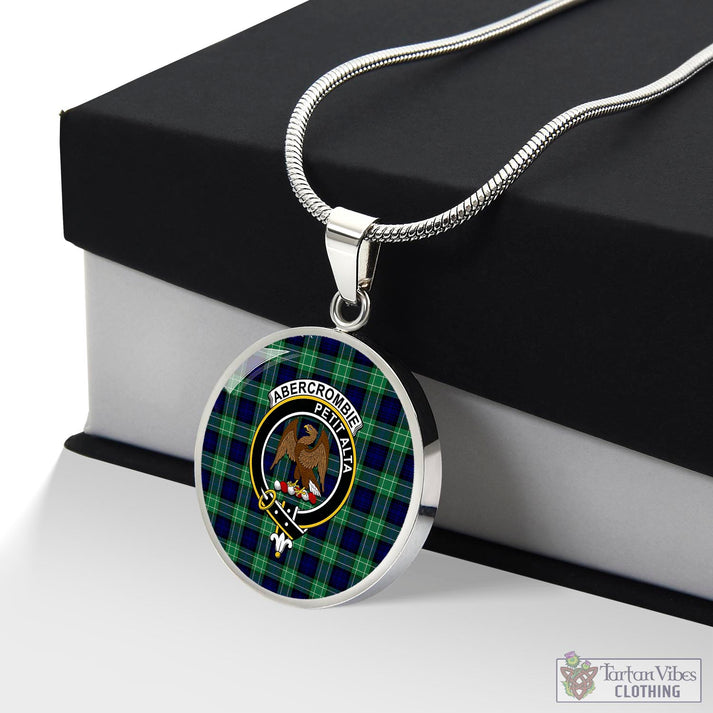 Abercrombie Tartan Circle Necklace with Family Crest