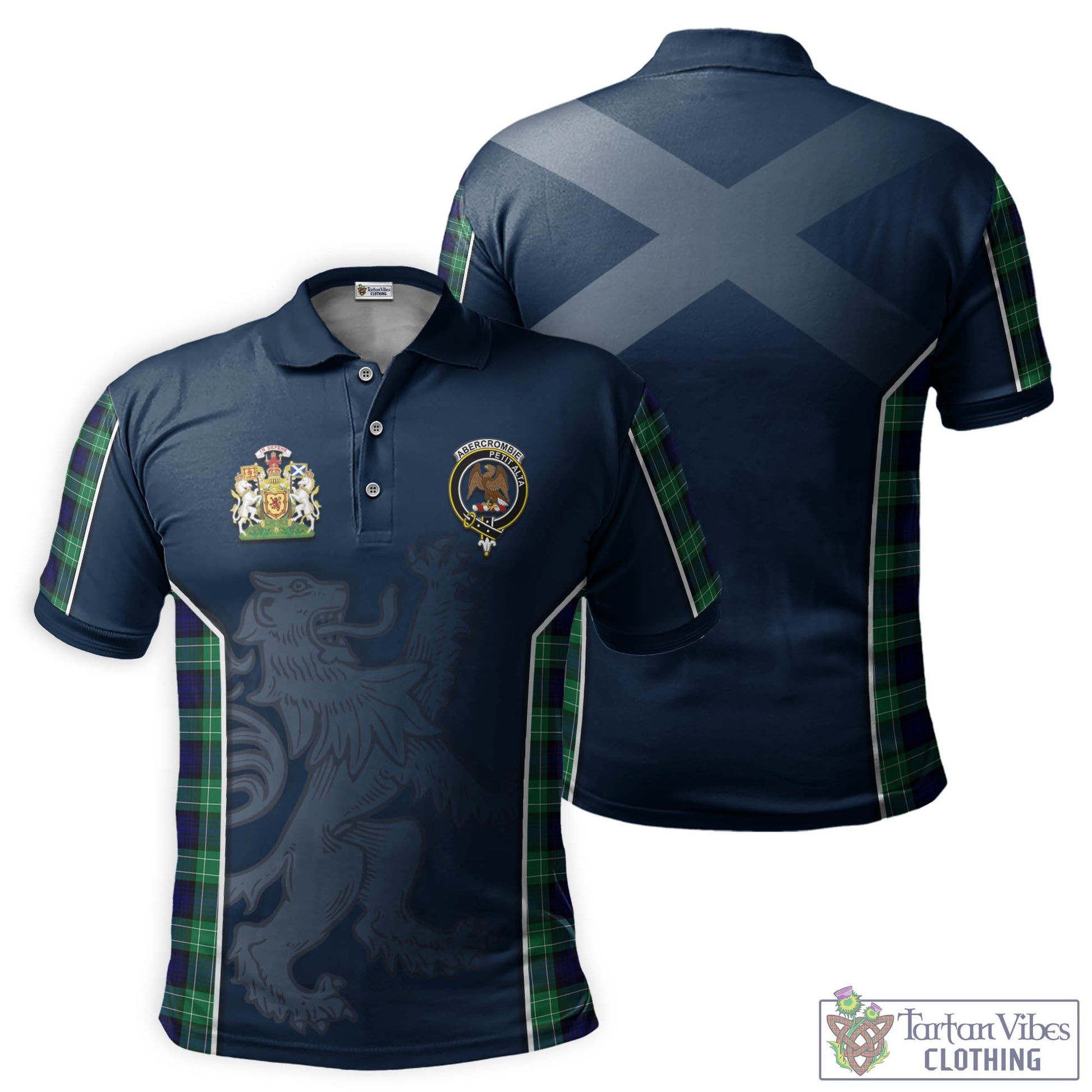 Tartan Vibes Clothing Abercrombie Tartan Men's Polo Shirt with Family Crest and Lion Rampant Vibes Sport Style
